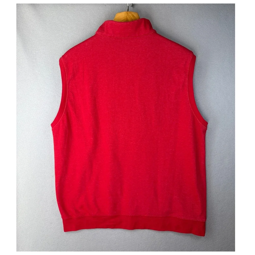 Turfleson Mens XL Red 1/4 Zip‎ Sleeveless Golf Vest Casual Layering Off The Yach